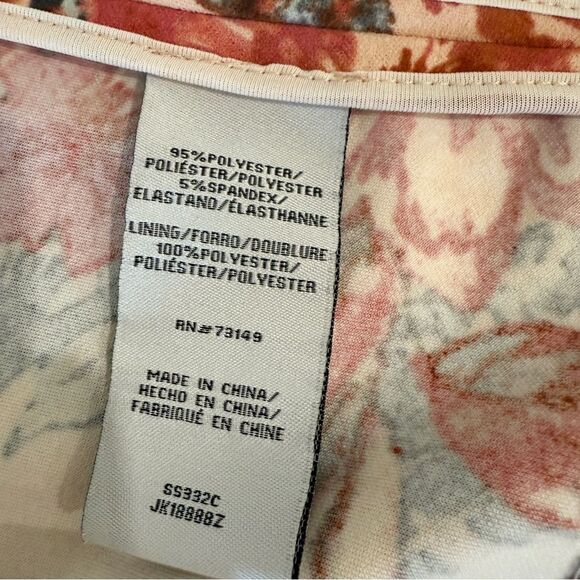 BoomBoom Floral Blazer Pink Red Navy Ruched 3/4 Sleeve Open Front Size Small - Picture 7 of 9